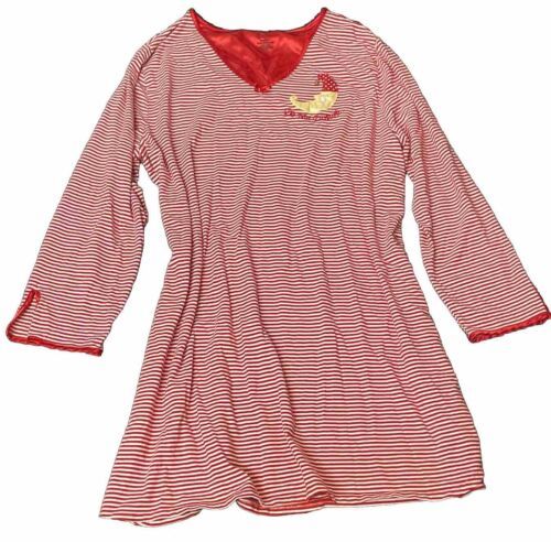 Primary image for Women’s Plus Size 2X/3X Do Not Disturb Sleep Shirt Nightgown Red White Striped