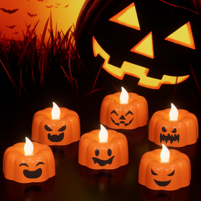 Eldnacele Halloween Pumpkin Lights Flameless Candles 6H Timer, Battery Operated  Item image 10