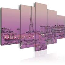 Tiptophomedecor Stretched Canvas Wall Art  - Lavender Sunrise Over Paris - Stret - £72.15 GBP+