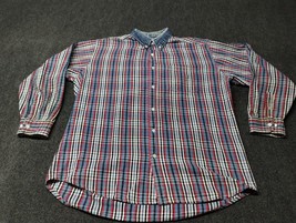 Vintage Gitano Flannel Shirt Men XXL 2XL Blue Plaid Grunge Denim Collar 90s - $27.77