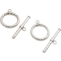 2 Sterling Silver Toggle Clasps Swirl Chain Parts - £12.05 GBP