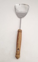 Vtg Kitchamajig A&amp;J Ekco Slotted Strains Mixes Drains Curved Spatula Wood Handle - £11.67 GBP