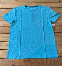 gap NWT Men’s half button short sleeve shirt size L blue i11 - £12.01 GBP