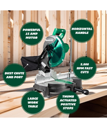 10-Inch Compound Miter Saw with Single Bevel, 15-Amp Motor, and Large Ta... - £121.11 GBP