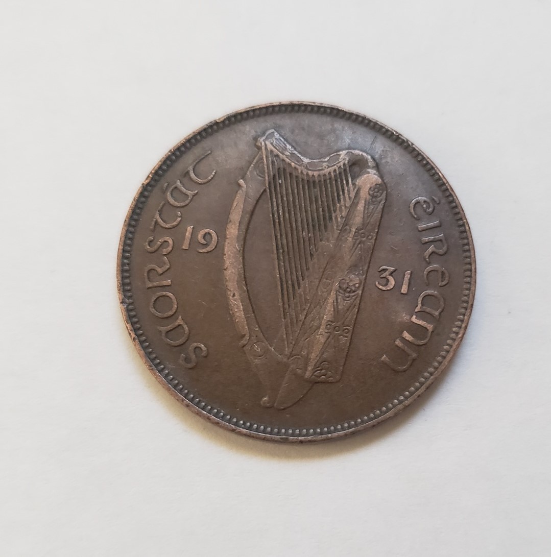 Primary image for 1931 Ireland 1 Pingin Saorstate Eireann (Irish Free State) Bronze Coin