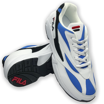 NWT FILA MSRP $101.99 VENOM LOW MEN&#39;S WHITE SKY BLUE LACE UP SNEAKERS SI... - $28.97