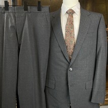 VTG BESPOKE 40L 36 x 32 Mink &amp; Cashmere FULL CANVAS Gray Pinstriped 2Btn... - $189.99