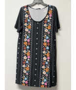 SAKURAFIUA Black and Pink Floral Short Sleeves Shift Dress Size Large 30154 - $19.59