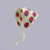  Knitted flower hairband,strawberry Crochet hair kerchief,Vintage Crochet  - £21.12 GBP