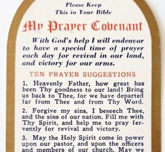 Bible Vintage Prayer Card Covenant Bookmark c1960s-70s 10 Prayers 6&quot;LGADYC4 - £7.84 GBP