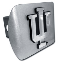 indiana university IU logo metal brushed chrome trailer hitch cover usa made - £60.74 GBP