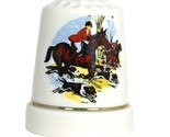 Equestrian Horse Riding Jockey Fox Hunt Porcelain Souvenir Thimble Home ... - £6.44 GBP