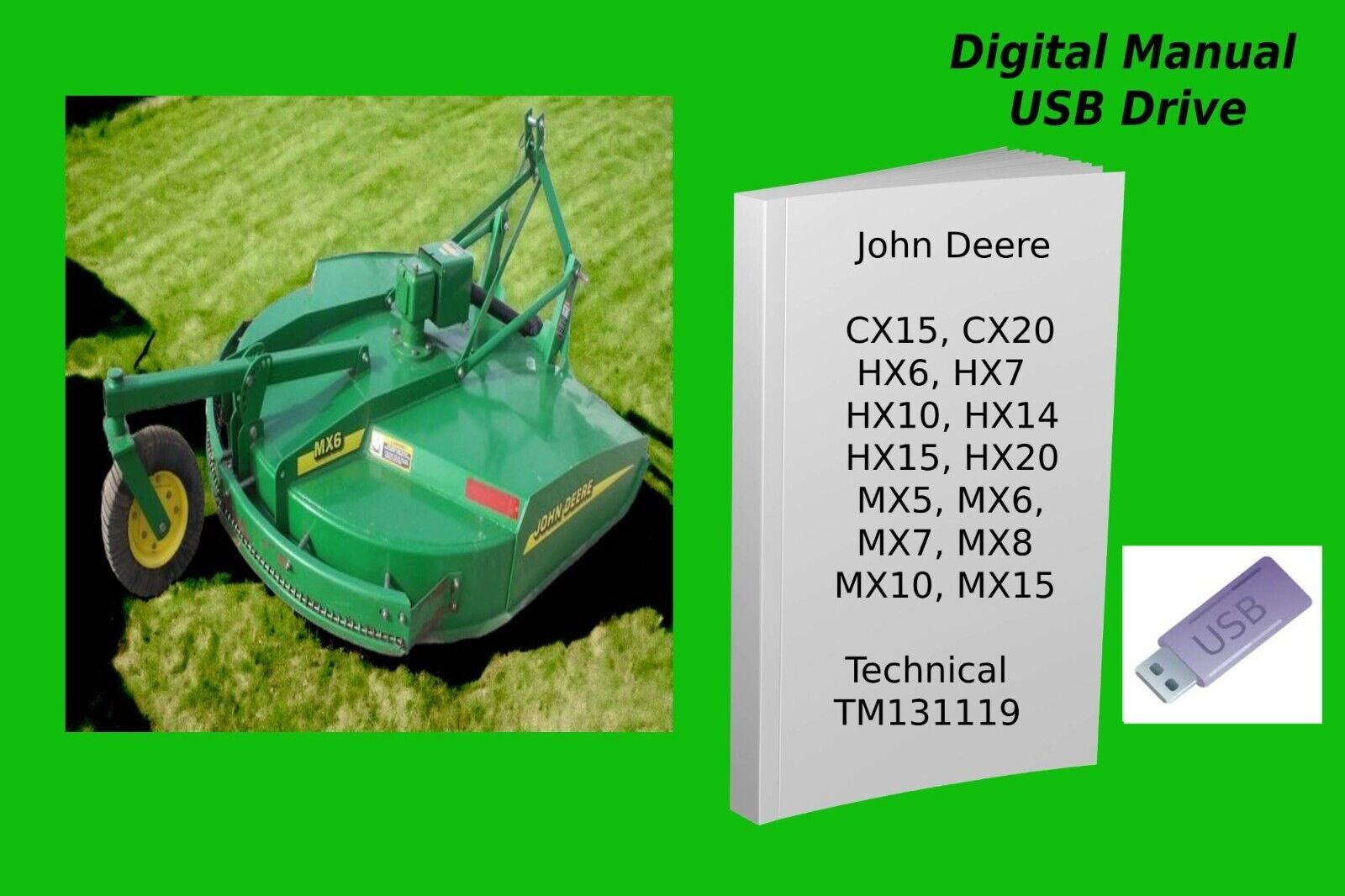 Primary image for John Deere CX HX MX Series Rotary Cutter Technical Manual TM131119 Please Read