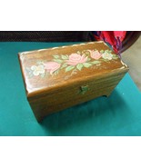 Great Vintage WOOD Trinket Box- Handpainted Floral Design - £9.76 GBP