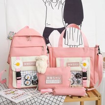 4 Pcs Set Fashion Women Laptop Backpack Canvas School Bags For Teenage Girls Col - £79.97 GBP