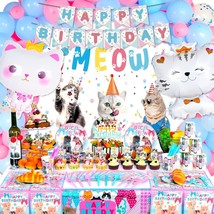 Cat Birthday Party Supplies, Cat Birthday Party Decorations For Girls/Boys With  - £34.34 GBP