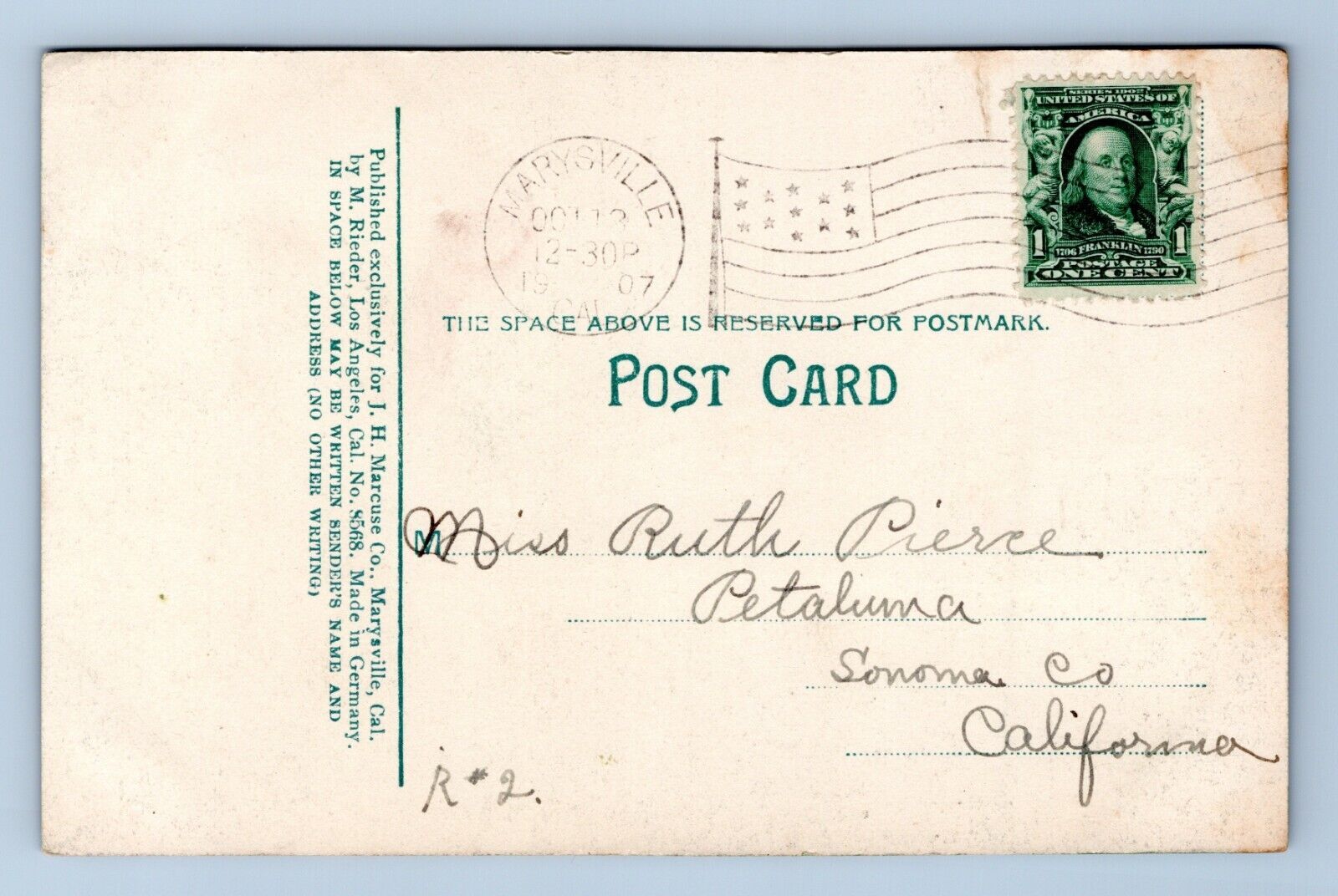Feather River Marysville California CA 1907 DB Postcard P13 Item image 2