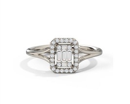 14k Solid White Gold 1CT Cluster Simulated Diamond Women Promise Engagement Ring - £438.05 GBP