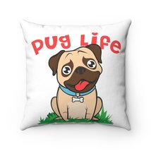 Pug Spun Polyester Square Pillow, FREE Shipping - £13.65 GBP+