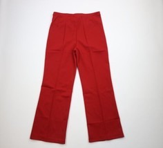 Vintage 60s 70s Streetwear Womens 16 Ribbed Knit Bell Bottoms Pants Red USA - £47.43 GBP