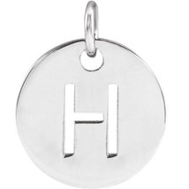 Precious Stars Unisex 14K White Gold Initial H Disc Pendant - $152.00