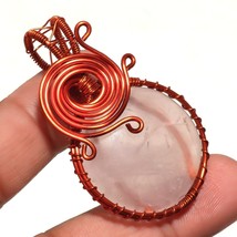 Rose Quartz Gemstone Gift Copper Wire Wrapped Pendant Handcrafted 2.10&quot; SA 1589 - £4.00 GBP