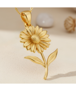 Gaillardia Flower Pendant Necklace | 14K Gold Plated Sterling Silver Jew... - $43.98