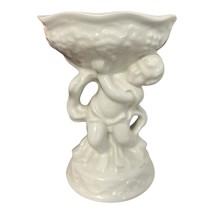 Vtg White Cherub Compote Vase – Made in England, Glossy Porcelain, Scall... - $591.61 MXN