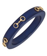 Sutton Horsebit Equestrian Horse Derby Western Resin Bangle Navy Blue - $38.99 CAD