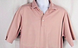 Mens Orange Gray Striped Peter Millar Golf Polo Shirt X-LARGE Xl Cotton - $15.58