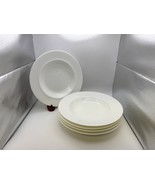 Set of 5 Crate &amp; Barrel Fine Bone China WHITE PEARL Rim Soup Bowls - $5,520.63 MXN