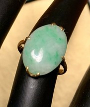 Vintage Ladies 14K Chinese Jadeite Ring, Sz 6 - £272.43 GBP