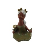 Vintage Ceramic Green Girl w Flower Figurine Made in Japan - $19.75