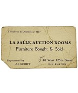Vtg 1900&#39;s New York Business Card Al Schiff LaSalle Auction Rooms West 1... - $15.48 CAD