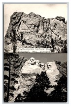 RPPC Doppio Vista Mount Rushmore Prima E Dopo South Dakota Unp Cartolina - £3.97 GBP