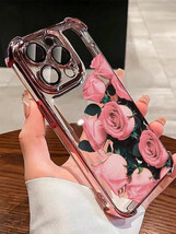 Minimalist Rose Gold Plated Transparent Flower Phone Case for iPhone Sam... - $114.48 MXN