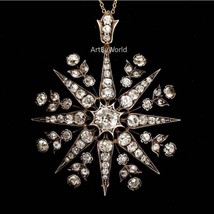 Victorian Star Rose cut Diamond Silver Pendant, Art deco Pendant, Star Pendant - £260.49 GBP