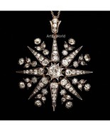 Victorian Star Rose cut Diamond Silver Pendant, Art deco Pendant, Star P... - $455.44 CAD