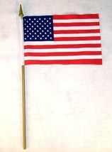 6 AMERICAN FLAG ON STICK 4 X 6 INCH united states of america USA bulk fl... - £3.70 GBP
