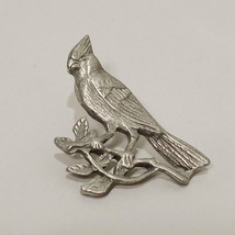Cardinal Bird On Branch Lapel Pin Brooch Tie Tack Vintage Signed Canada Pewter - £26.11 GBP