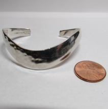 All Solid 925 Sterling Silver Cuff Bangle Bracelet Hammered Design Mexico 19gr - £35.50 GBP