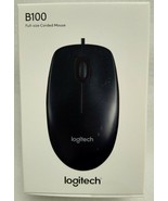 Logitech B100 Black USB Corded Wired Mouse For Computers And Laptops - NEW - £11.00 GBP