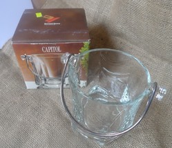 Vintage Italy Bormioli Rocco Capitol Ice-Bucket w. Silver Plated Handle ... - $26.89