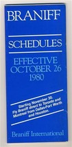 Braniff Airlines Schedule October 1980 Starting Fly Direct Toronto &amp; Mon... - £9.38 GBP