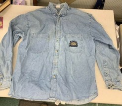 VINTAGE ARCTIC CAT Blue Denim Long Sleeve Shirt XL Cats Pride Snowmobile  - £30.79 GBP