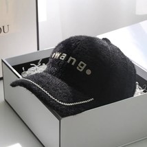 Hats For Women Autumn And Winter Plush Warm Baseball Caps Rhinestone Letter Caps - $18.50