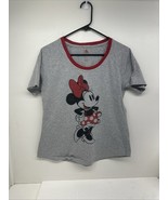 Disney Minnie Mouse T-Shirt Women&#39;s Size Med Short Sleeve Graphic Gray - $13.82 CAD