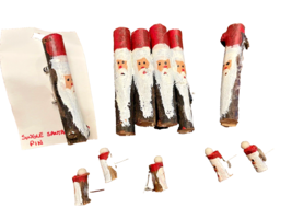 Santa Claus Lot of 11 Painted on Twigs Branches Handpainted for Christma... - £12.32 GBP