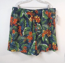 Trader Bay Mens XL Swimtrunk Multicolor Elastic Waist Back Pocket Tropical Print - $14.50