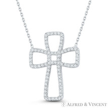 Cross Pattée / Formée CZ Crystal .925 Sterling Silver Christian Pendant Necklace - £25.08 GBP